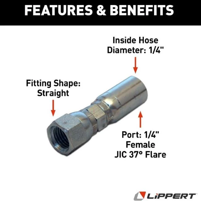 Tiffin RV Lippert 138416 Hydraulic Hose End Fitting (JIC-F) 5138951 - Image 5